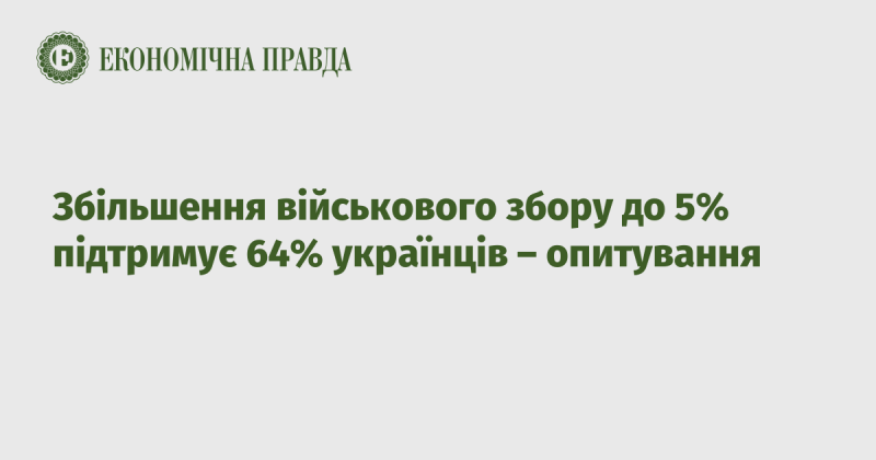 Згідно з результатами опитування, 64% українців виступають за підвищення військового збору до 5%.